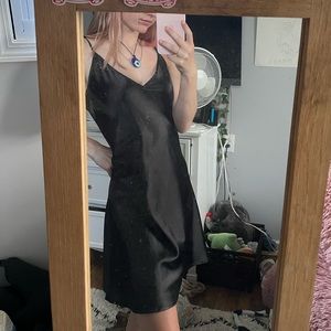 black slip dress
